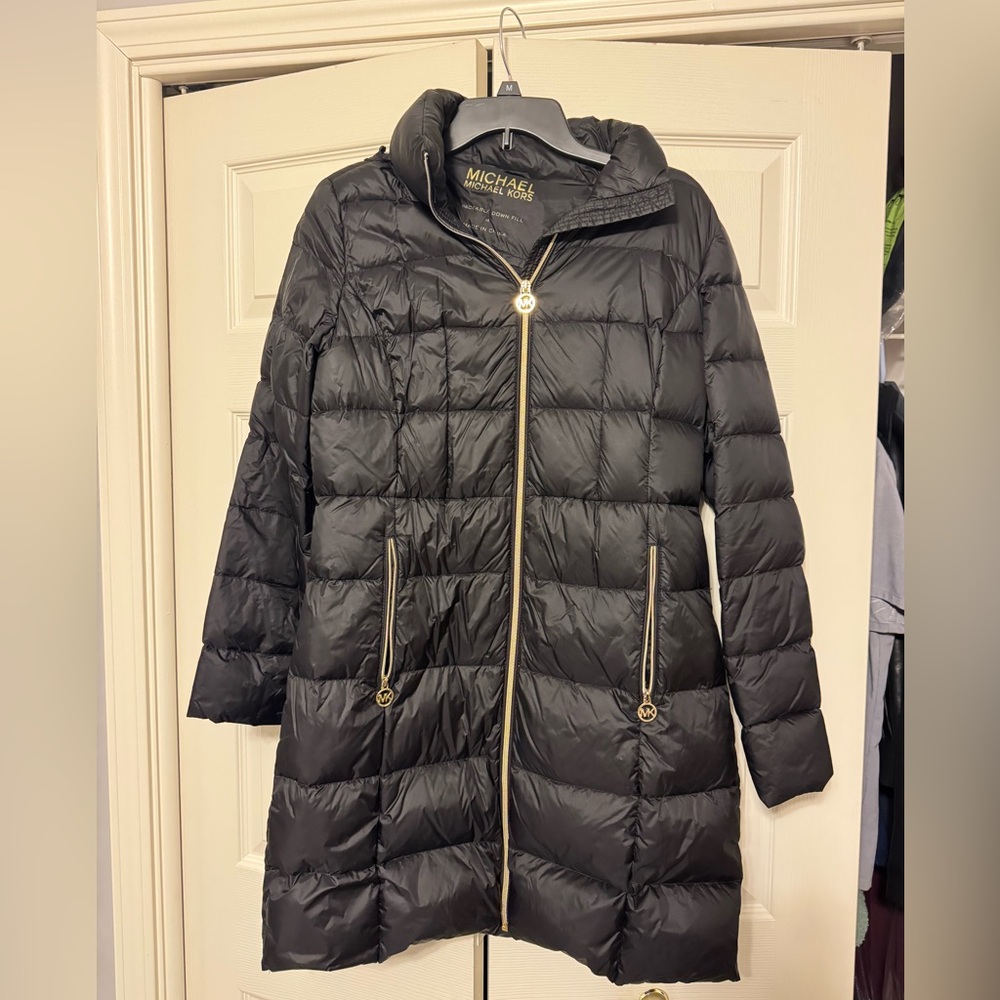 Michael Kors Women's Puffer Coat with Gold Accents